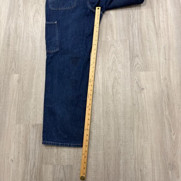 Carhartt Loose Straight Denim Dungaree Jeans Men's 32x30 Blue Dark Wash Workwear - Picture 9 of 11